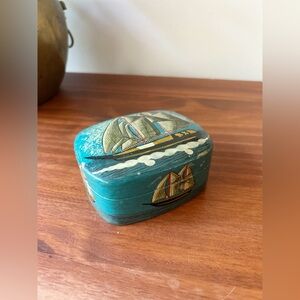 Vintage Nautical Ship Trinket Box Made In India